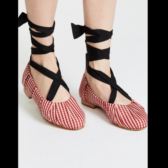 NWOT Trademark Sylvie Gingham Ballet Flat Size 38 - Picture 1 of 4